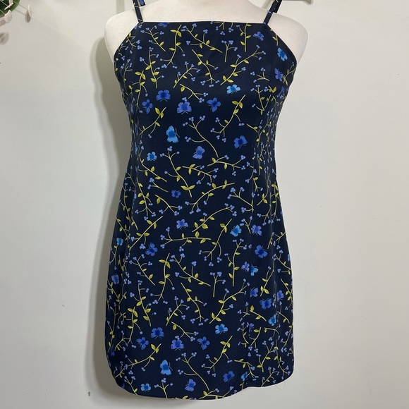 (SOLD) 90s Floral Sleeveless Mini Romper Dress Black 7/8 by Express World - Picture 12 of 12